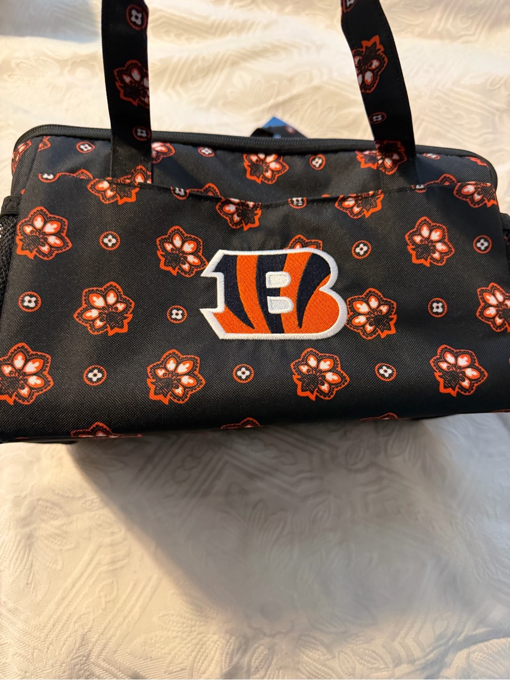 Vera Bradley Black and Orange Floral Logo Travel Cooler bag Cincinnati Bengals.